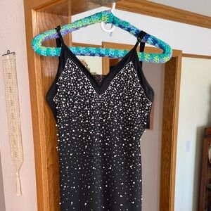 Elegant floor length gown, M with pearls and sequins